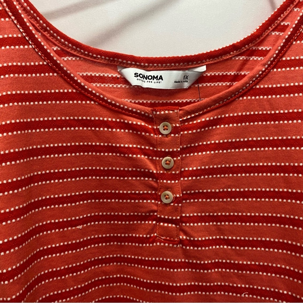 Sonoma Womens 5x coral striped plus size tank top shirt new with tags - Picture 2 of 7